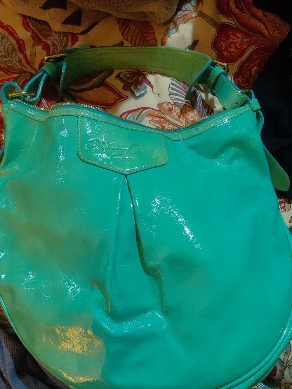 Dooney & Bourke Teal Patent Leather Hobo Bag